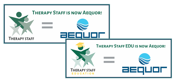 Therapy Staff no longer Acquror and EDI is now Acquror, with logo and equal sign between brands