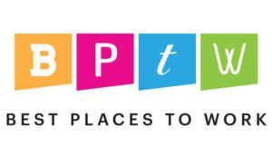 Best Places to Work logo with colored letters B, P, t, w on white background
