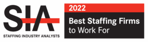 SIA logo with red banner and “2022 Best Staffing Firms to Work For” text