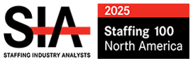SIA logo with “2025 Staffing 100 North America” in red, black, white, and gray.