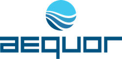 Aequor logo with a blue globe and wave icon above the wordmark