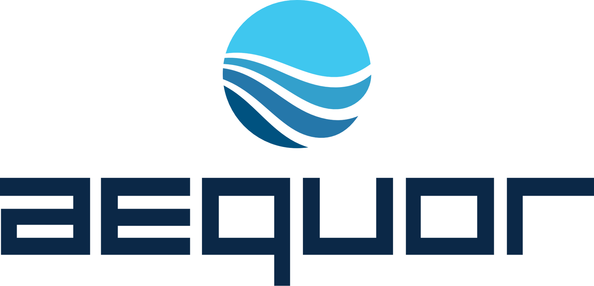 Aequor logo with a blue wave icon above dark navy text