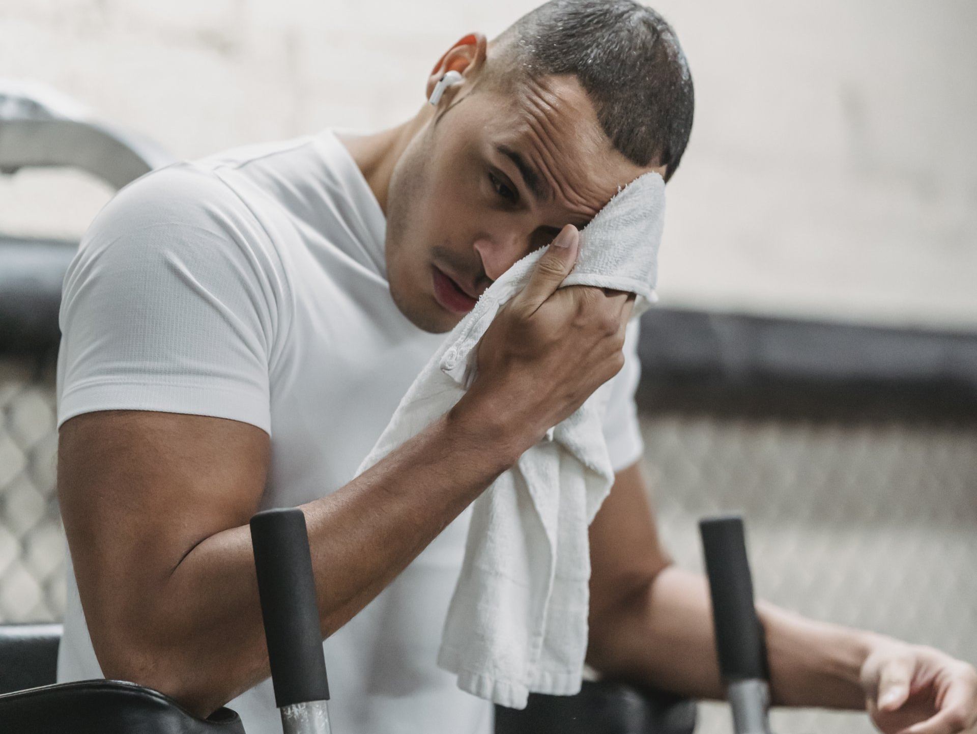 Man tired at the gym