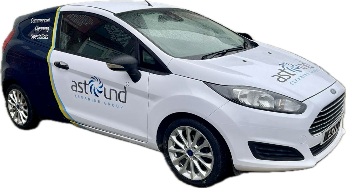 White and navy blue Ford Fiesta with 