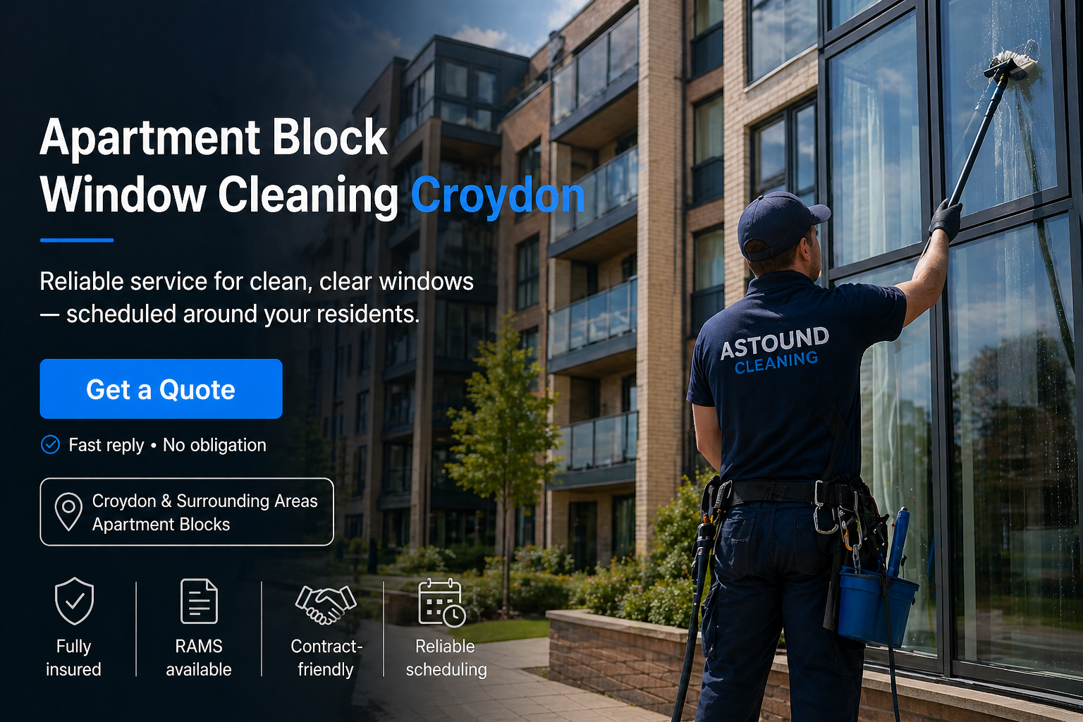 Apartment block window cleaning in Croydon