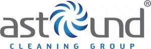 Logo of Astound Cleaning Group with a swirling blue design in the center.