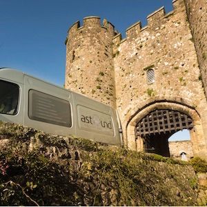 Historic building cleaning at a medieval castle, with the Astound van on site.