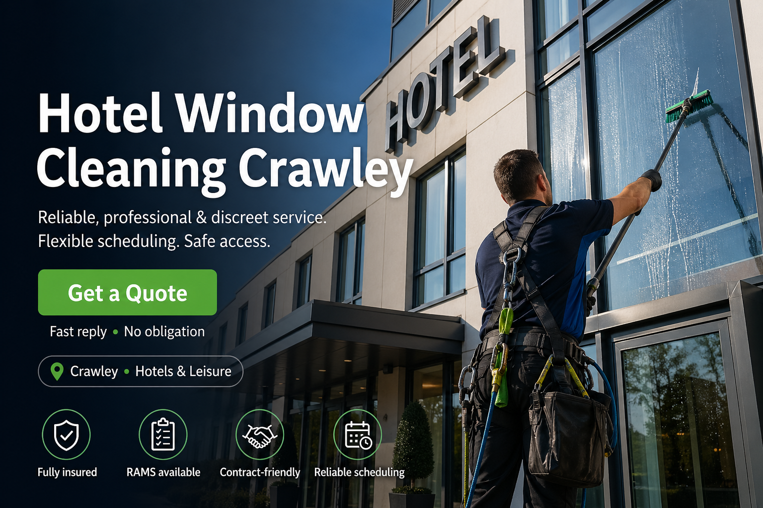 Hotel window cleaning in Crawley