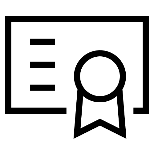 Certificate with a ribbon seal, indicating achievement or recognition.