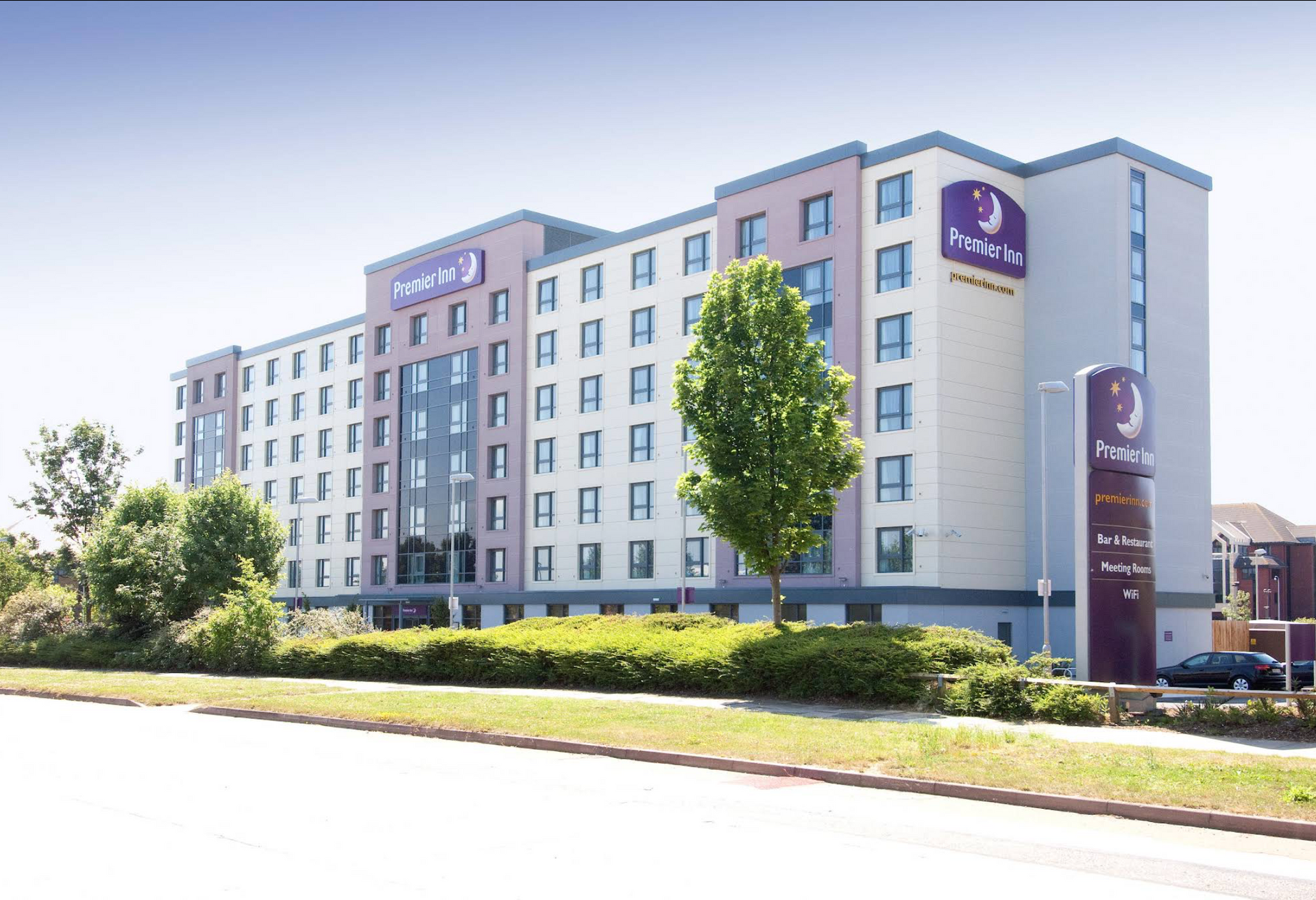 Premier Inn hotel near Gatwick, a commercial property benefiting from professional render cleaning Gatwick services by Astound Cleaning