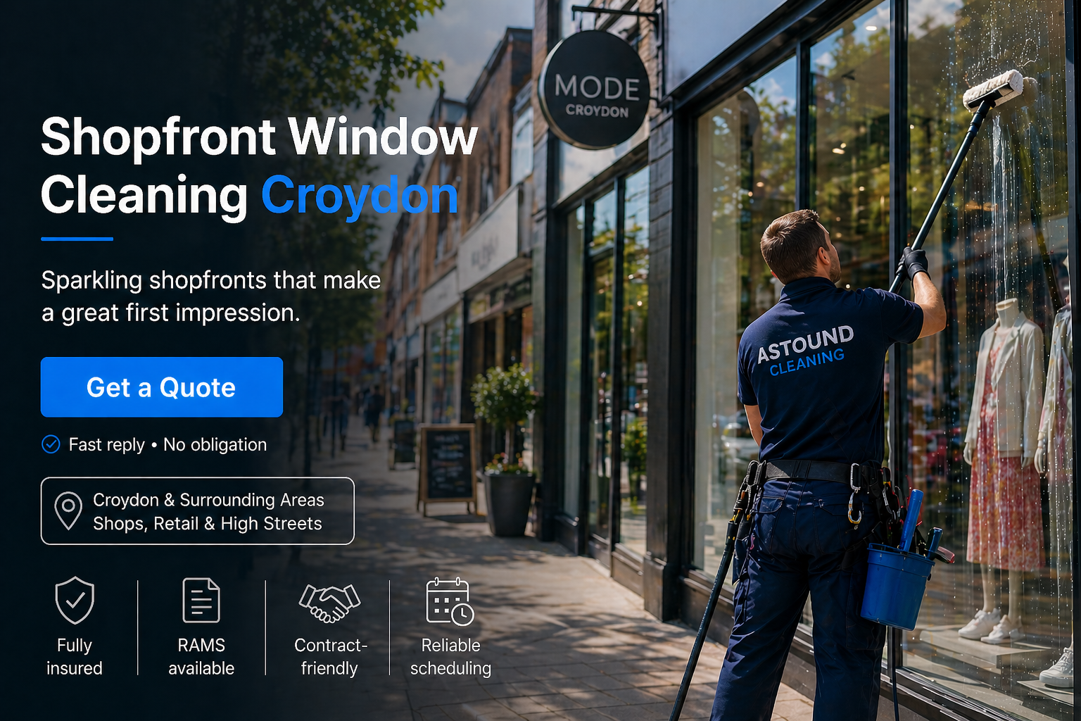 Shopfront window cleaning in Croydon