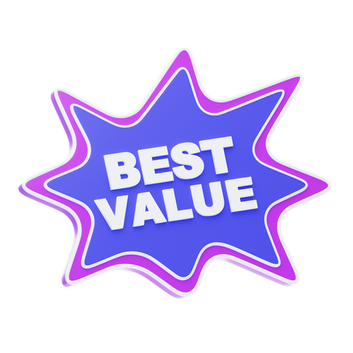 Blue starburst badge with