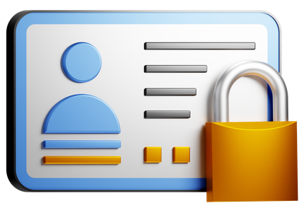 ID card with a padlock, symbolizing secure access.