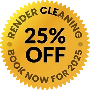 25% off render cleaning logo gold badge Rend 2025
