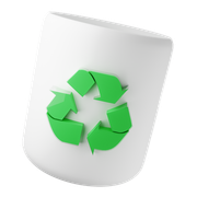 White recycle bin with green recycling symbol.