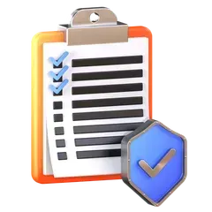 Checklist with three checked items and a blue shield with a checkmark.