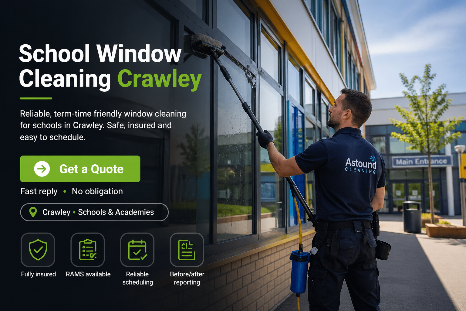 School window cleaning in Crawley