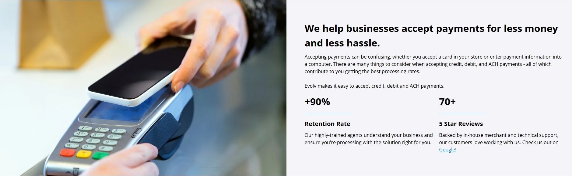 Phone tapped on payment machine. Text: 
