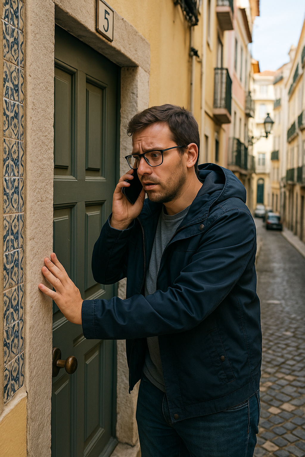 pessoa trancada fora de casa sem chave e precisa de um piquete de abertura de portas