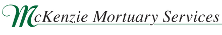 McKenzie Mortuary Services logo in green script on white background