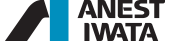 A black and blue logo for anest iwata on a white background.