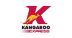 Red "K" with a yellow kangaroo; "KANGAROO EXPRESS" in black text with red blur.
