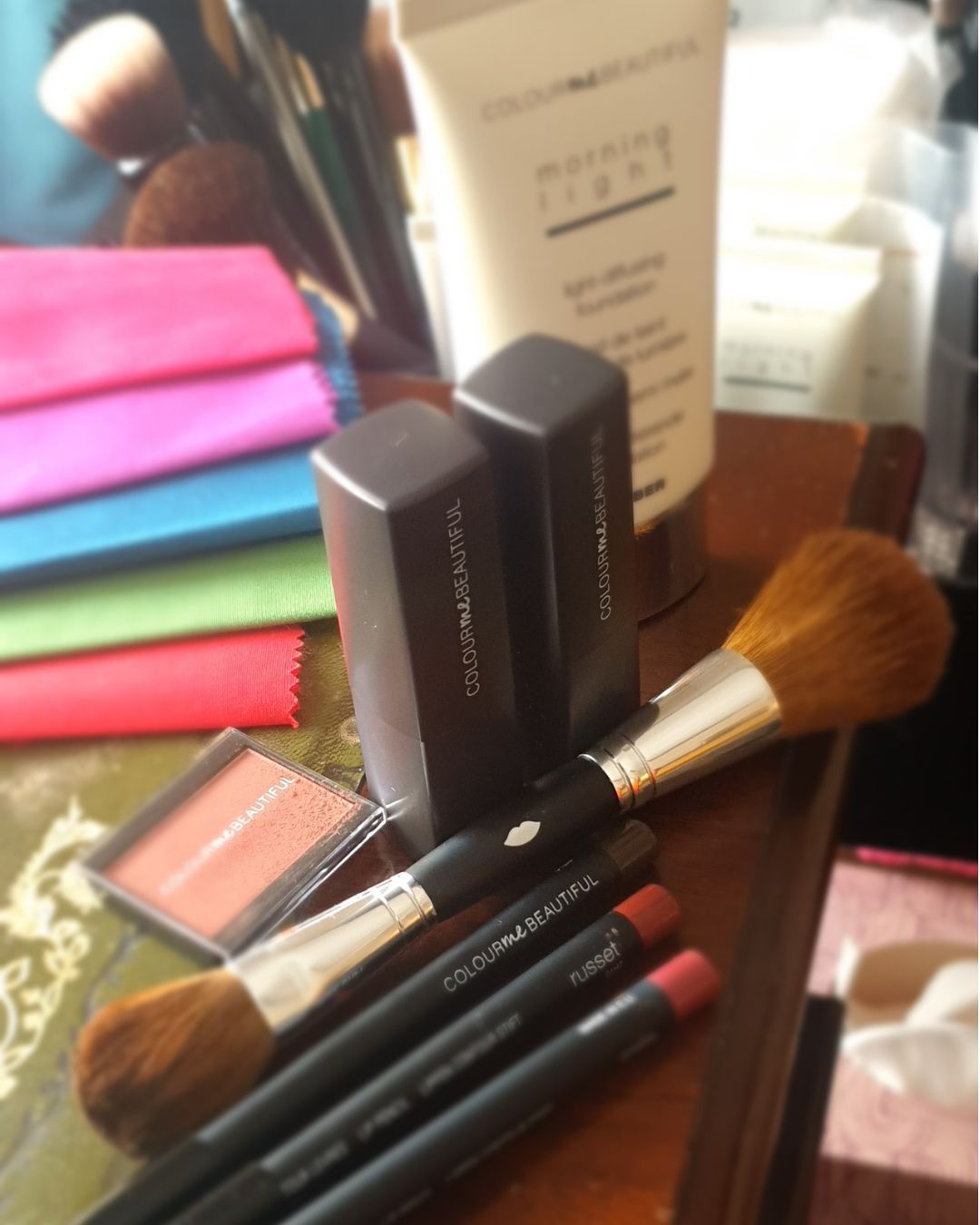 Make-up and colour swatches used in colour cosmetics analysis consultation in the beauty experience - Colour Analysis in Leicester