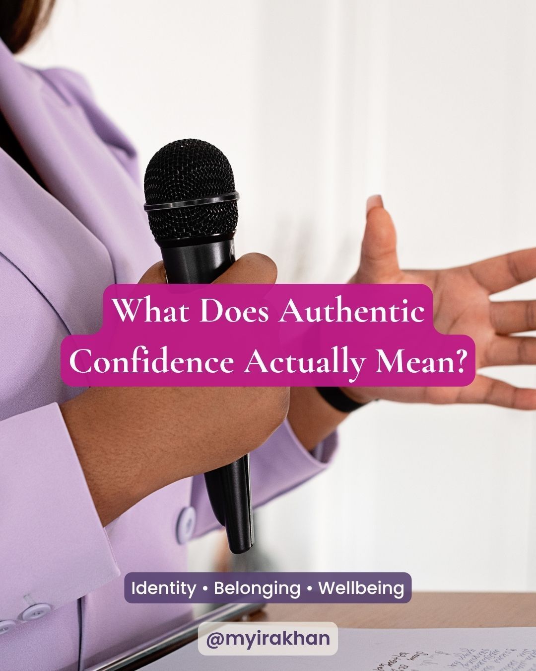 women speaking into microphone at conference