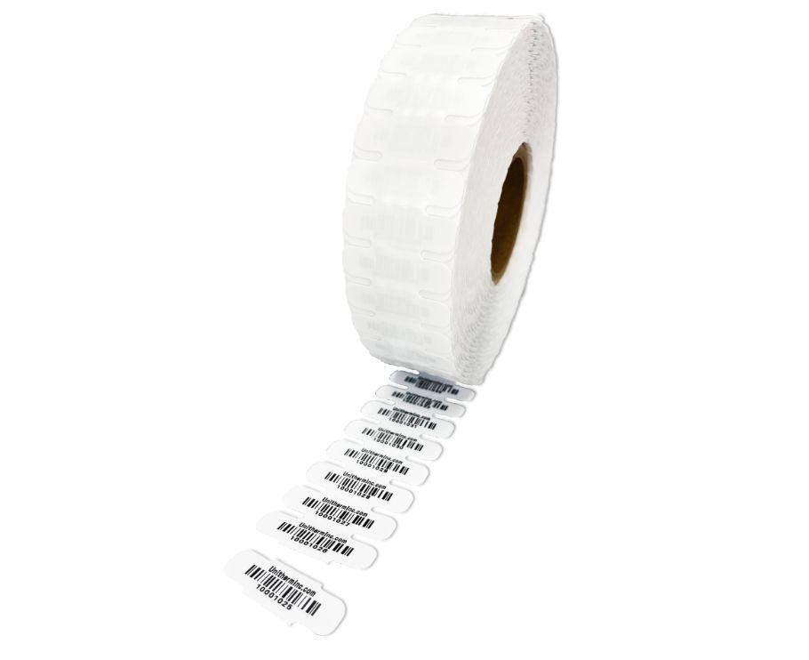 Roll of Unitherm's small Iron On Barode Labels for Clothing