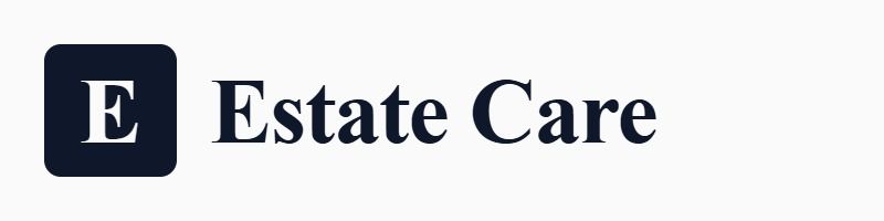 Estate Care Estate Care logo with a navy square E icon and dark blue text on a white background