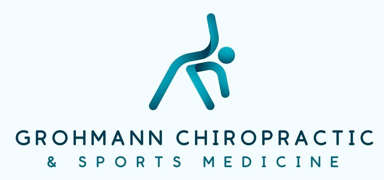 GROHMANN Chiropractic & Sports Medicine GROHMANN Chiropractic & Sports Medicine logo with teal abstract figure on white background