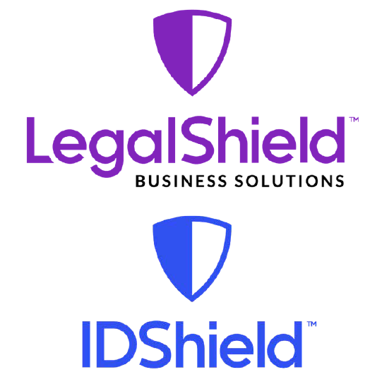LegalShield IDShield LegalShield Business Solutions and IDShield logos in purple and blue