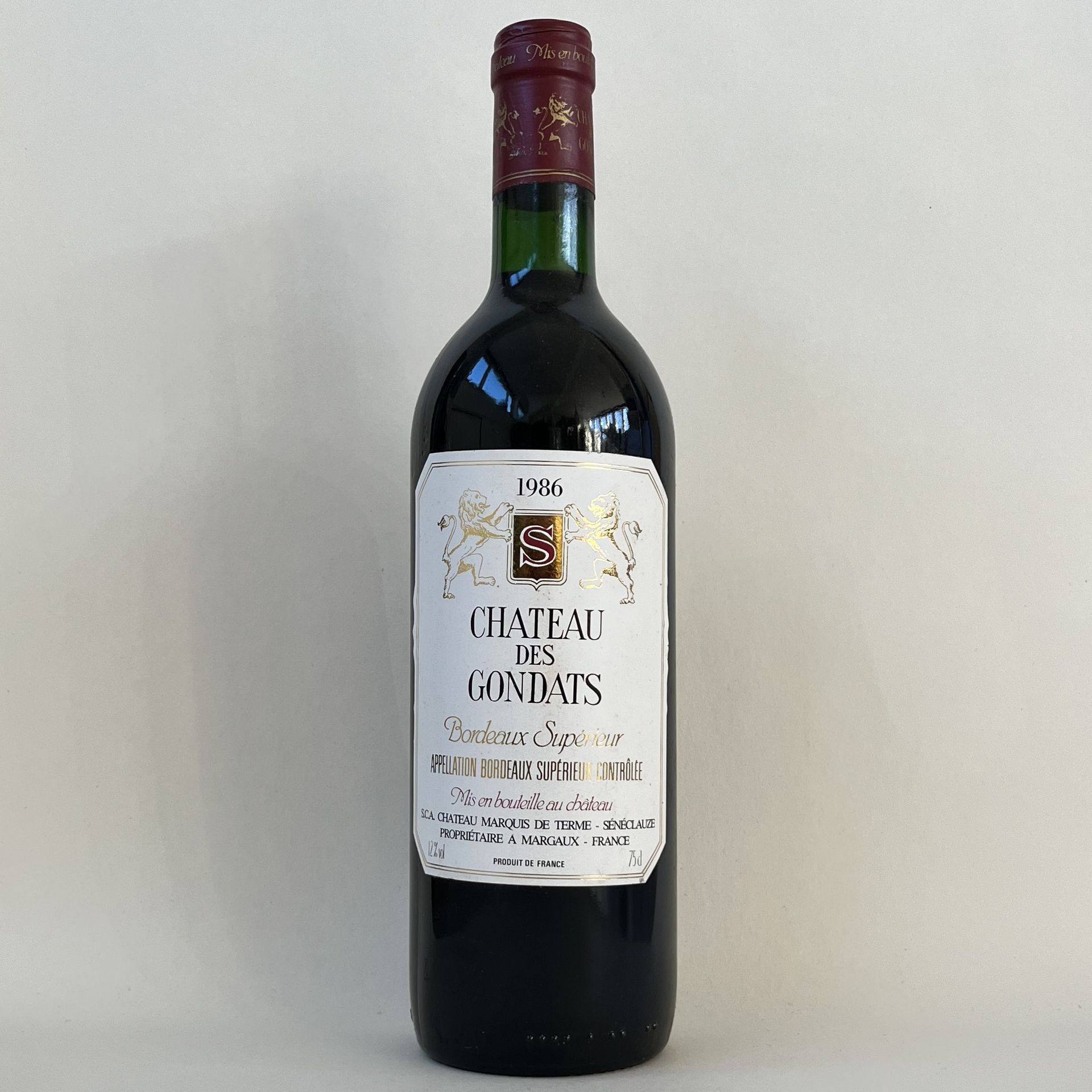 Een fles chateau des Gondats 1986