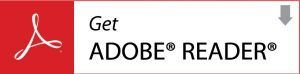A red and white sign that says get adobe reader