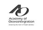 The logo for the academy of osteointegration is black and white.