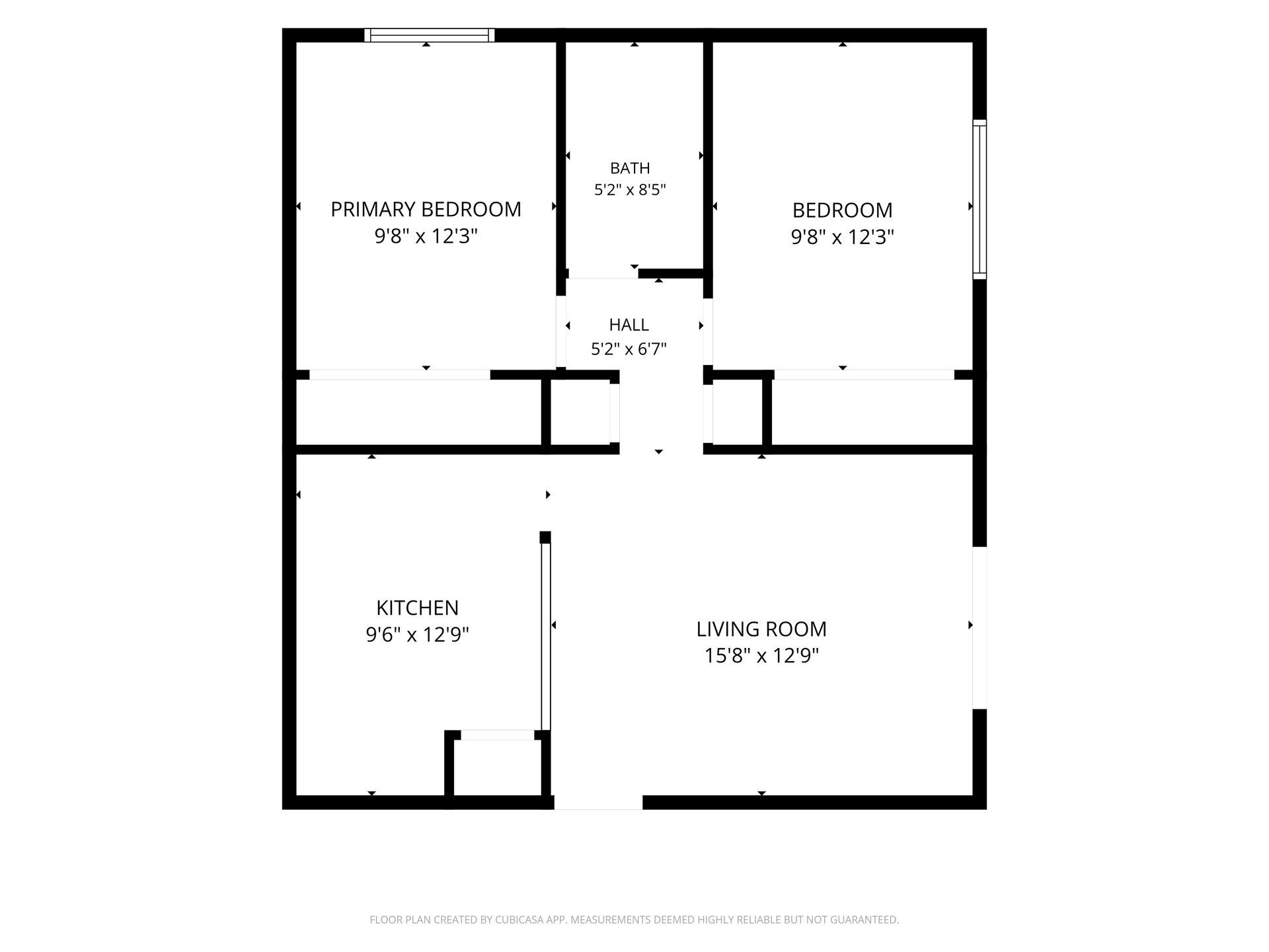 Black-and-white floor plan of a multi-room apartment with labeled rooms and measurements.