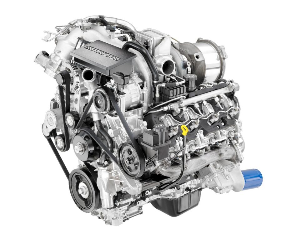Diesel engine image showing a full engine with lifter cover removed