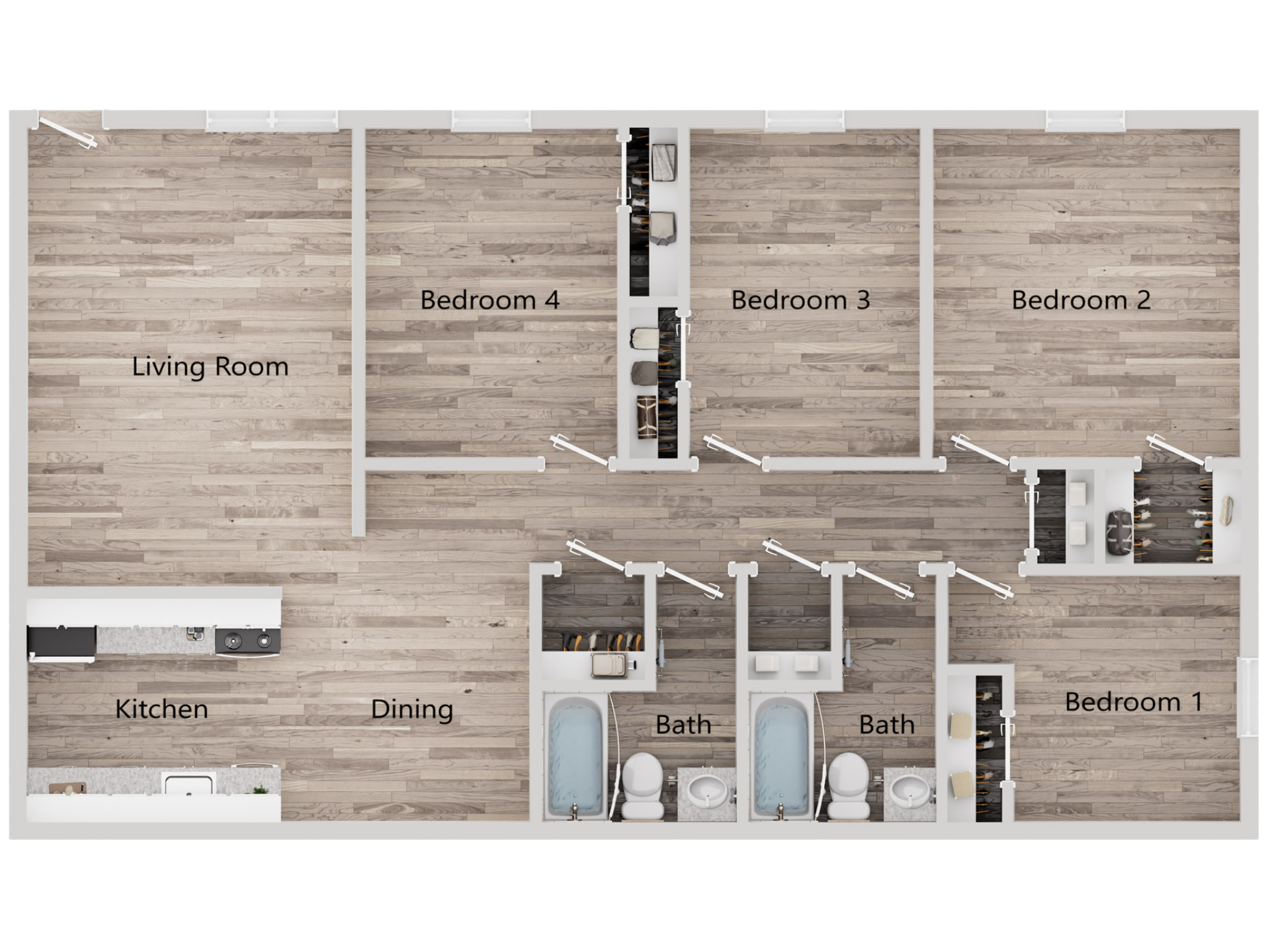 D1 - 4 bed, 2 bath