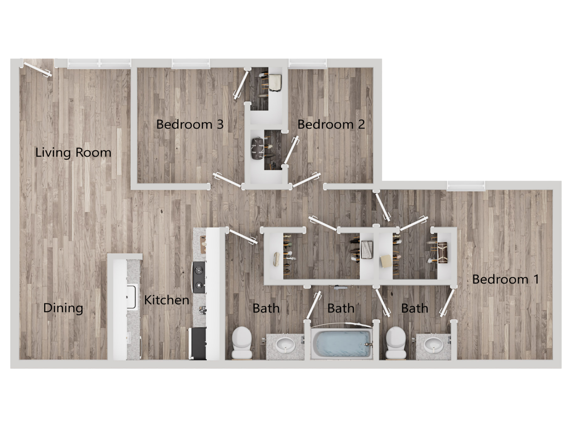 C1 - 3 bed, 2 bath
