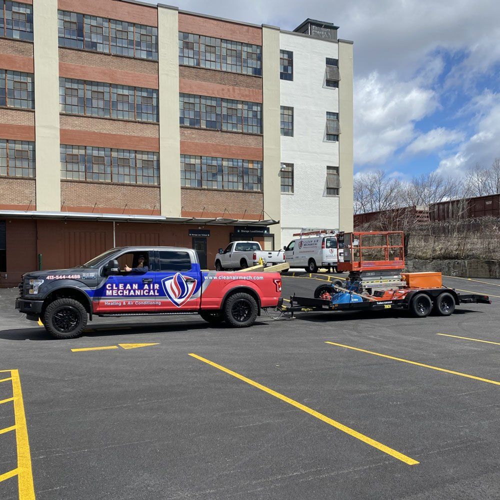 Company Truck with Equipment — West Springfield, MA — Clean Air Mechanical Heating & Air Conditioning