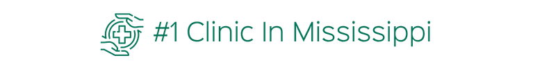 #1 Clinic in Mississippi logo with teal medical cross icon and text