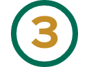Number 3 in gold, within a green circle.
