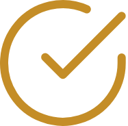 Gold checkmark icon inside a circle, indicating approval or completion.