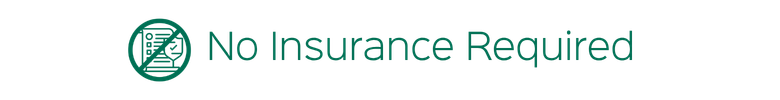 Green icon with text “No Insurance Required”