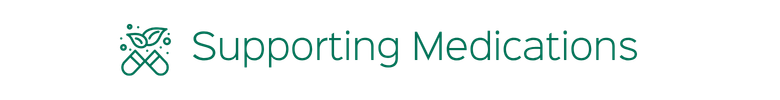 Green “Supporting Medications” heading with a small medical icon on a white background
