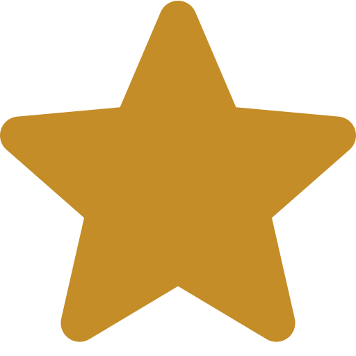 Gold star with rounded edges.