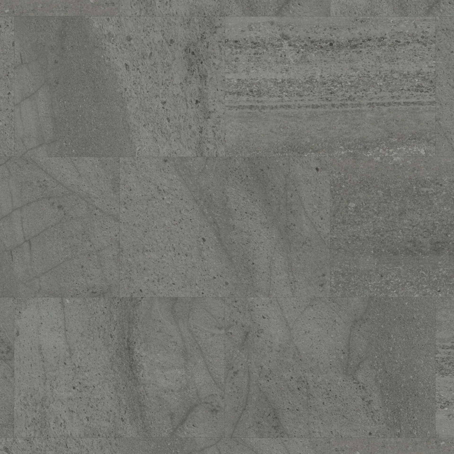 A close up of a gray tile floor with a marble texture.