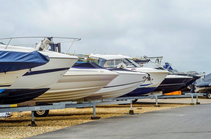 Boat on stand on the shore