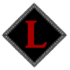 A black diamond with a red letter l inside of it.