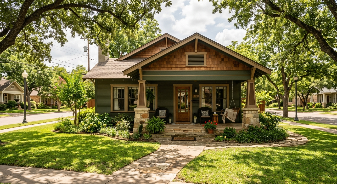 Brick ranch-style home in a Waco Texas neighborhood on a sunny afternoon with a green lawn and mature trees